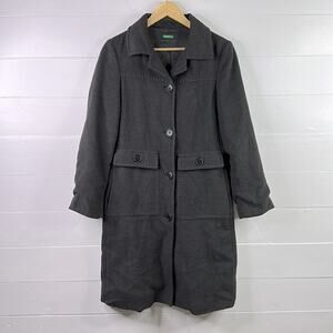 UNITED COLORS OF BENETTON Black Gray Single Breasted Button Up Pea Coat Size‎ M